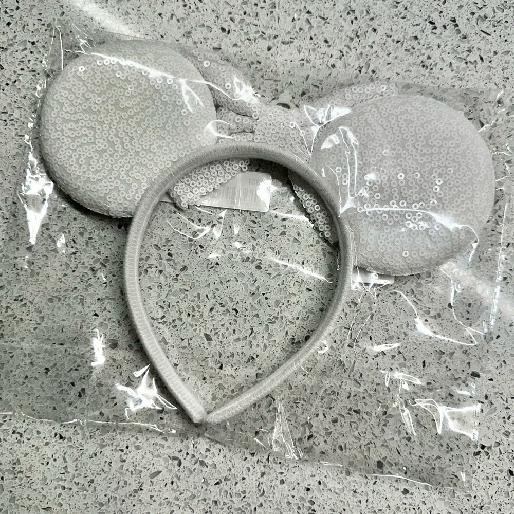 White Sequin Mouse Ears Wedding Bride Castle Headband New